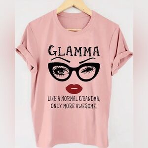 Glamorous Grandma GLAMMA Pink 100% Cotton Must Have Tee T-Shirt Sz L NWT‎